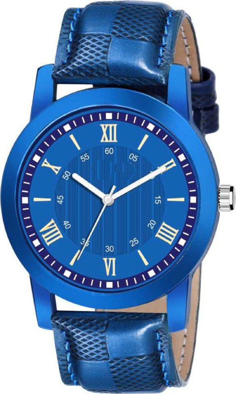 Analog Watch - For Boys Blue Day and Date Functioning High Quality Blue strap Blue dial Leather strap Analog Watch - For Men