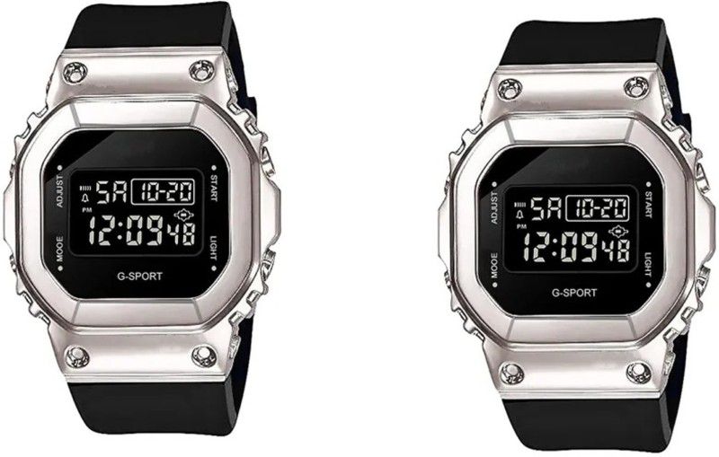 Digital Watch - For Boys & Girls Silver Digital MultiFunctional Automatic Waterproof Digital Sport Watch Set of 2