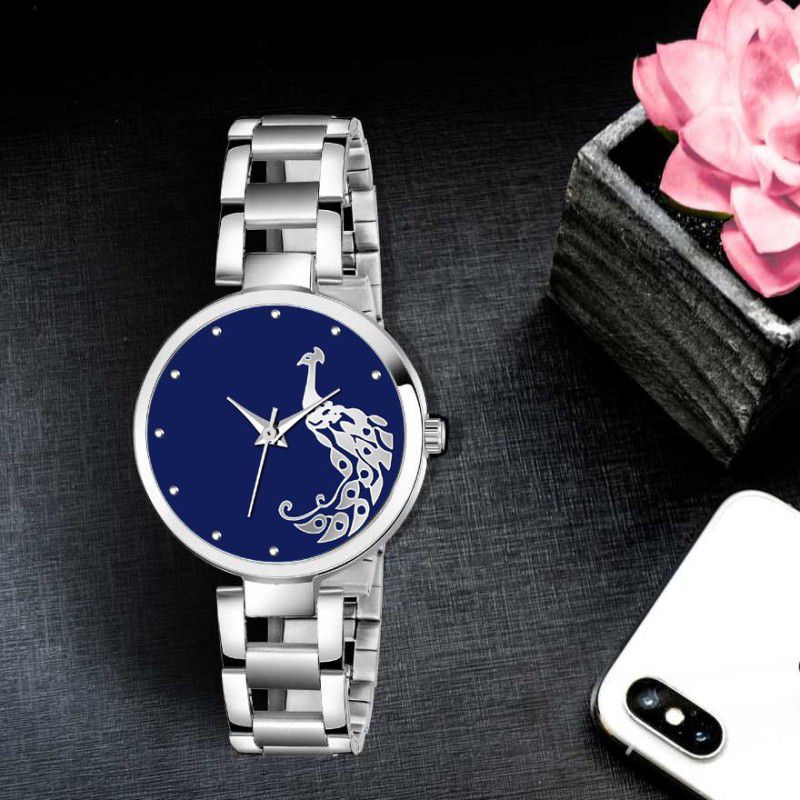 Analog Watch - For Women Stylish Blue Dial Women Watches Ladies Wrist Watch for Girls Style Analog Fashion Female Watch with Silver Color Chain Strap Stylish Girls Watch New Model Designer Analog Watch For Girls