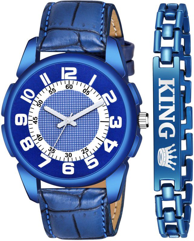 BLUE BRACELET WITH GOOD LOOKING BLUE WATCH COMBO FOR MEN AND BOYS Analog Watch - For Boys 1202-KING