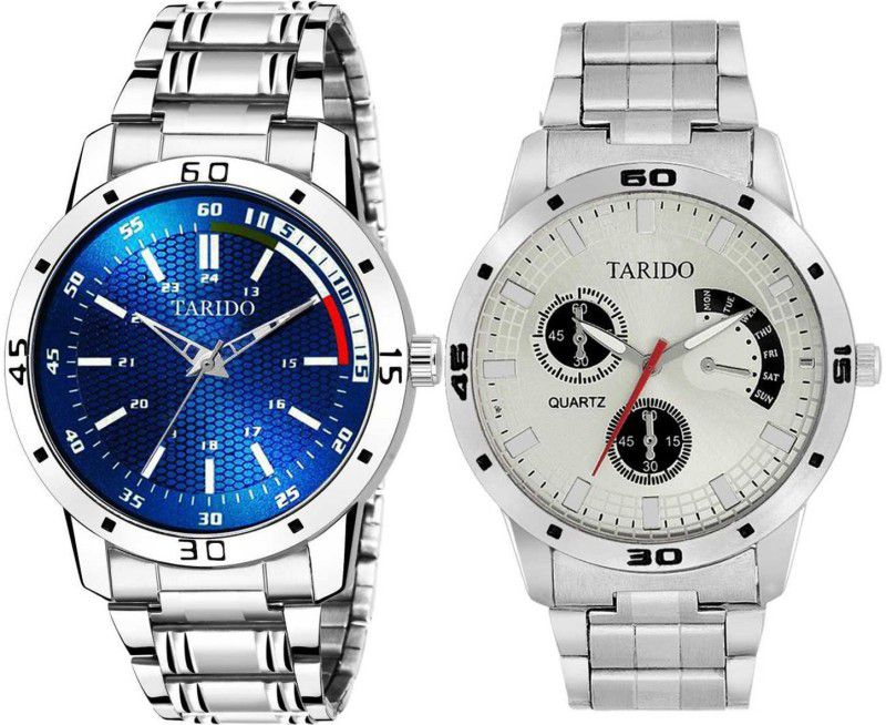 TD9001SM_43 COMBO OF BLUE & SILVER WHITE DIAL ANALOG WATCHES FOR MAN & BOYS Analog Watch - For Boys TD9001SM_43 COMBO OF BLUE & SILVER WHITE DIAL ANALOG WATCHES FOR MAN & BOYS