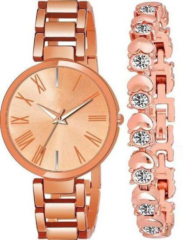 Bracelet Combo For Girls And Womens Analog Watch - For Women Analog Rose Gold Dial Watch And