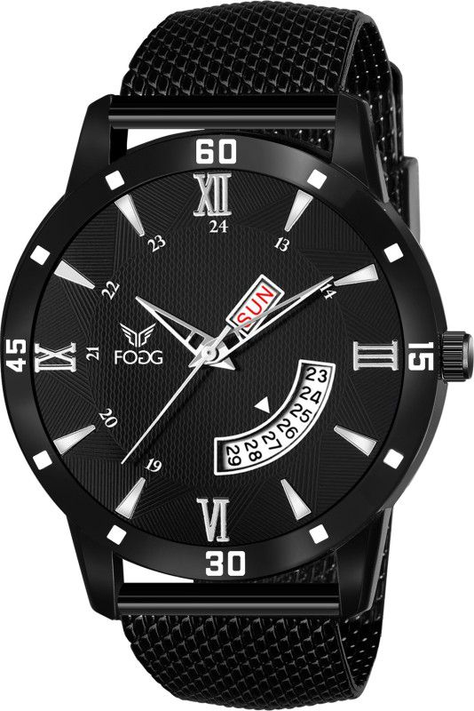 Round Day & Date with Black Rubber Strap Analog Watch - For Men 2121-BK
