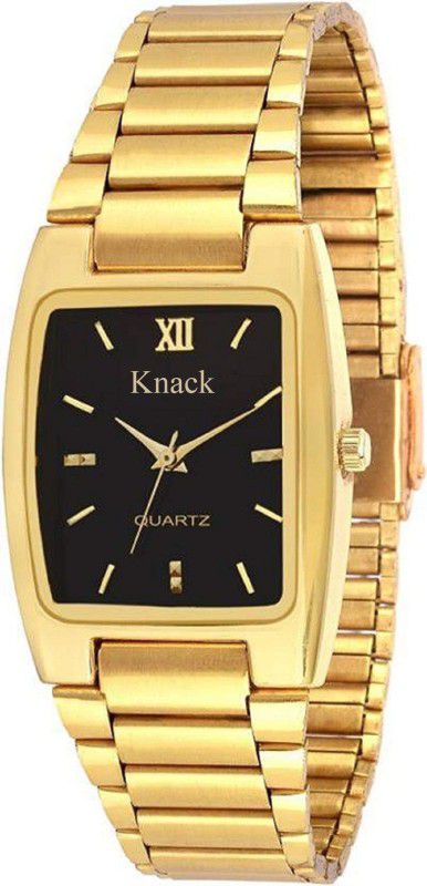 Analog Watch - For Boys New Generation Stylish Design Attracrive Black Simple Golden Square Shape