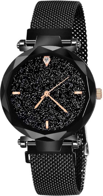 Diamond Magnetic Strap Luxury Analog Watch - For Girls Analog Watch - For Girls Sparkling Diamond Black Magnetic Strap Luxury Analog Watch - For Girls