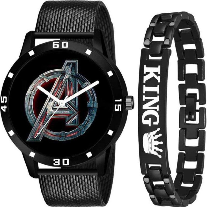 Free Size Strap Analog Watch - For Boys Avenger watch With New Limited Edition King Bracelet