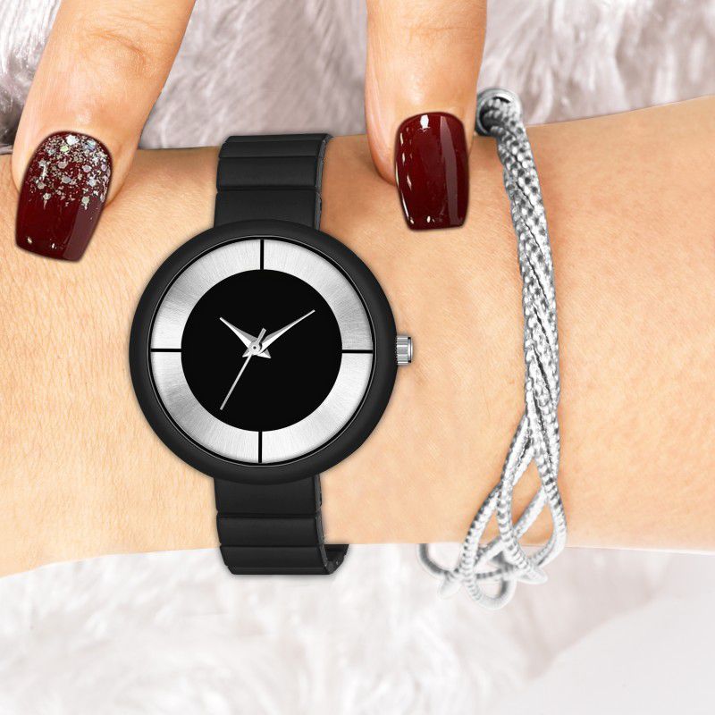 Designer Fashion Wrist Analog Watch - For Girls New Fashion Black&Silver Dial With Black Metal Strap For Girl& Women