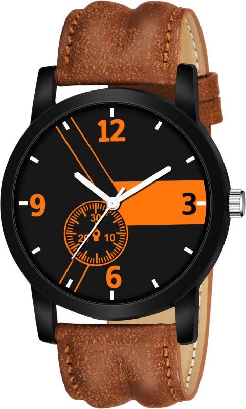 Brown Strap Fab Branded Watch For Boys & Men Analog Watch - For Boys New Stylish & Designer Brown & Black Dial - Leather