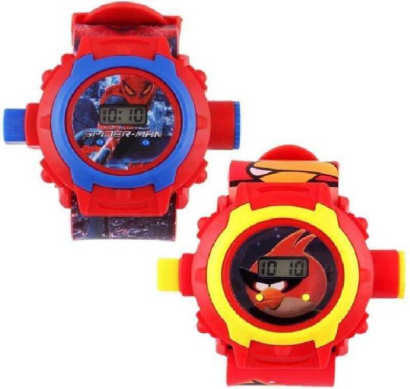 projector watch with laser images Digital Watch - For Boys & Girls stylish spiderman-angrybuds combo