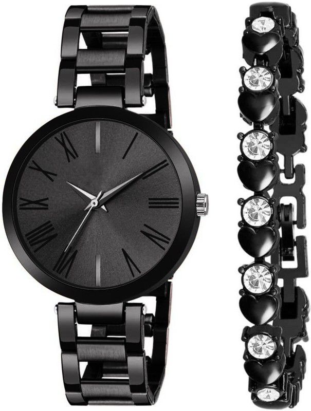 Girls And Womens Analog Watch - For Women Analog Black Dial Watch And Bracelet Combo For