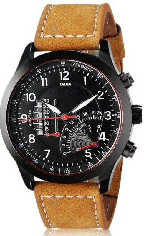 Eye Catching Curren Festive Season Special Black Round Shapped Dial Brown Leather Strap Wrist Analog Watch - For Men & Women DD-M-039