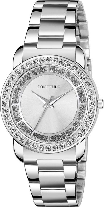 Studded Party Wear Analog Watch - For Girls 5001 Silver
