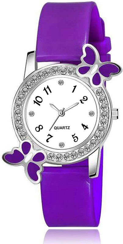 REGARDS FASHION SILICON WOMEN WATCH SIMPLE LADIES QUARTZ WIRSTWATCH FOR FEMALE Analog Watch - For Girls ATTRACTIVE ANALOGUES COLOR PURPLE STRAP SILICONE BELT DIAMOND STUDDED LUXURY