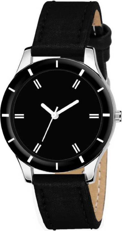 Stylish leather cut Glass BLACK Dial BLACK STRAP Color Girls Stylish Cut Glass watch for For GIRLS and women watch Analog Watch - For Women Black Dial Stylish strap SKy Analog Watch - For Girls