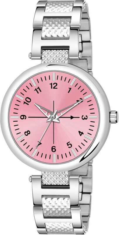 Analog Watch - For Women LADIES_869 FANCY LOOK BABY PINK DIAL- STAINLESS STEEL STRAP WATCH