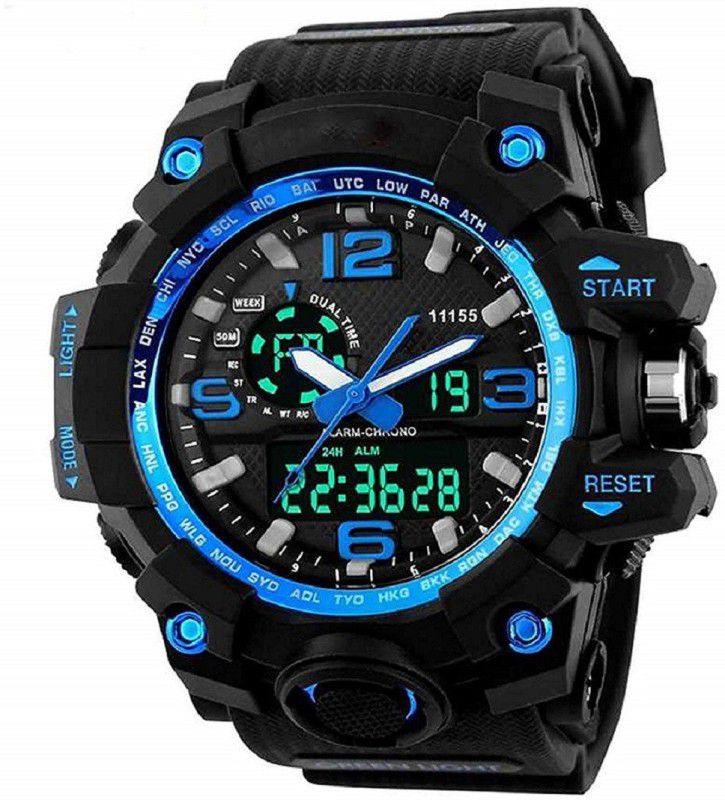 Multifunction outdoor Sport Analog Watch Analog-Digital Watch - For Men Skm 1155 Black Blue Chronograph Duai Time