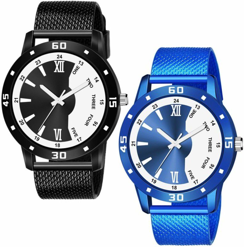Analog Watch - For Boys KJR_542_543 ALL NEW PU STRAP WATCH COMBO FOR BOYS AND MEN
