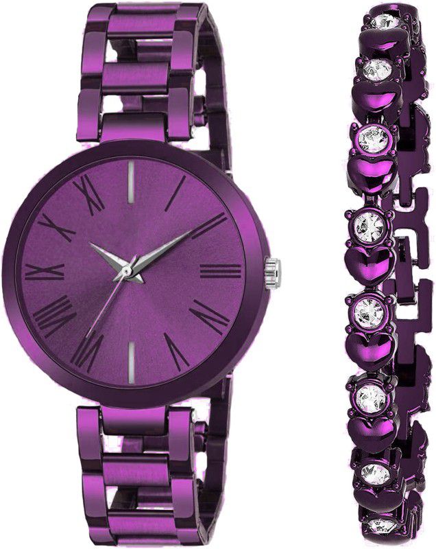 And Bracelet Combo For Girls And Womens Analog Watch - For Women Analog Purple Dial Watch