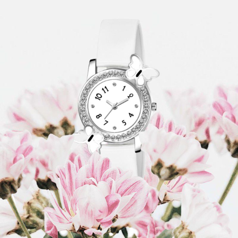 2022 Style White Color Watch for Women Analog Watch - For Women Stylish Analog Butterfly Designed Watch for Women