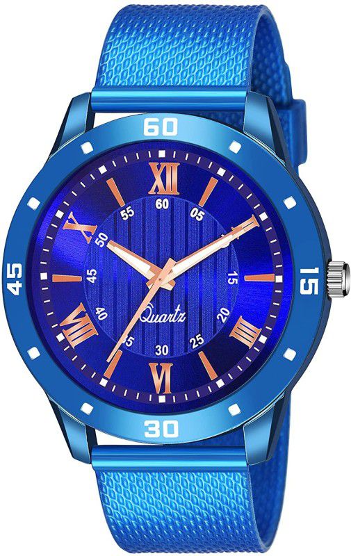 Analog Watch - For Boys New Stylish Designer Blue Copper Dial PU Strap Watch For Men's