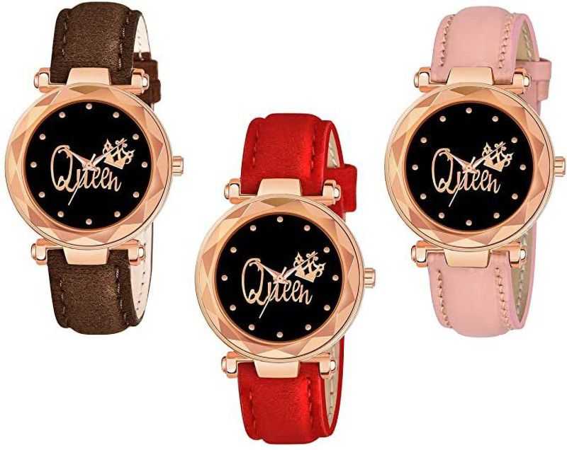 Stylish Professional Watch Analog Watch - For Girls Latest queen dial leather belt watch for girls or women