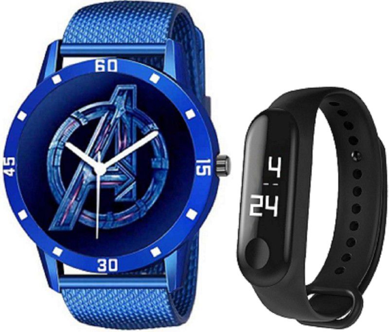 Analog Watch - For Boys & Girls NEW COLLECTION OF DIGITAL AND ANALOG WATCHES FOR BOYS NEW TRENDING WHITE LED TOUCH DIGITAL WATCH AND SILICON SOFT STRAP ANALOG BLUE COLORED WATCH BEST COMBO WATCHES FOR MEN'S AND BOYS ( DZ/426-RA )