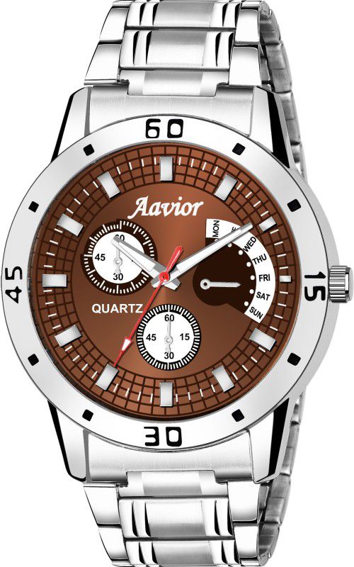 New Stylish Chronograph Pattern For Men/Boy's Stainless Steel Chain Water Resistant Quartz Analog Watch - For Men AV-NC 174