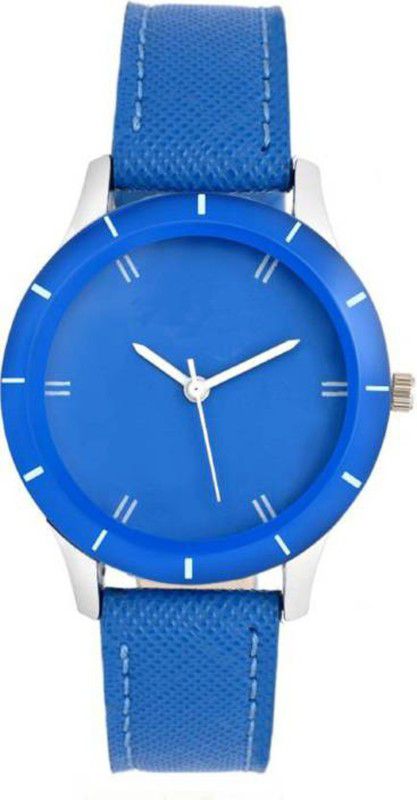 GR_120 Analog Watch - For Girls Blue color Lether simple Belt and dial watches