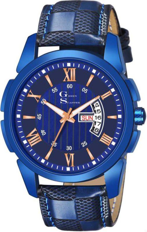 Analog Watch - For Men NH-2591 BLUE LEATHER STRAP PROFESSIONAL DAY & DATE DISPLAY