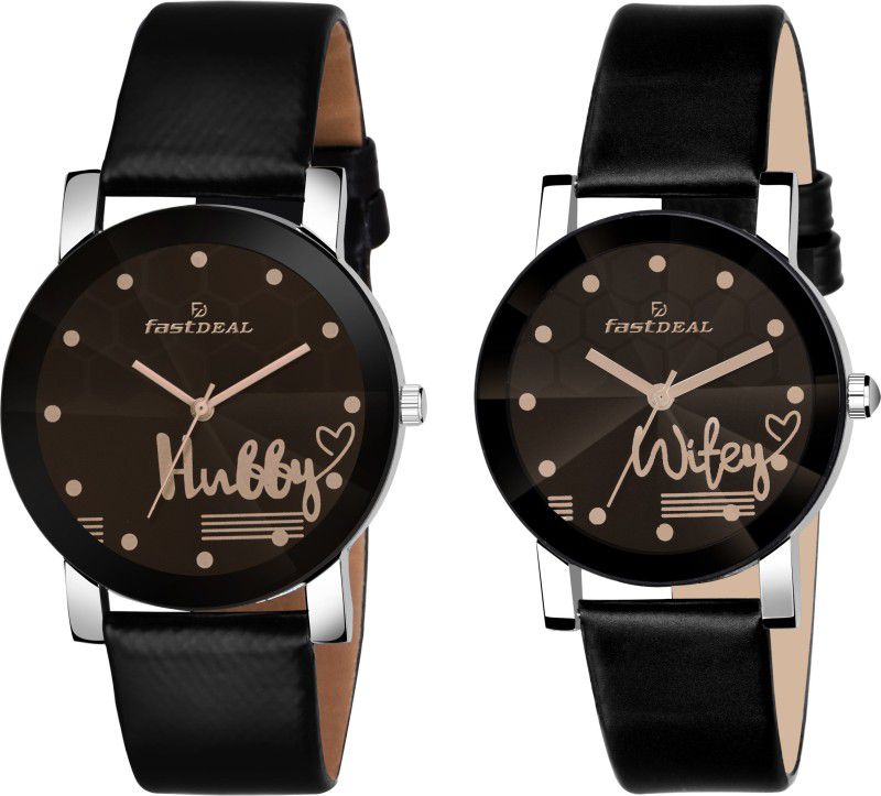 Analog Watch - For Men & Women Hubby & Wifey couple Dial Leather Strep Couple Watch