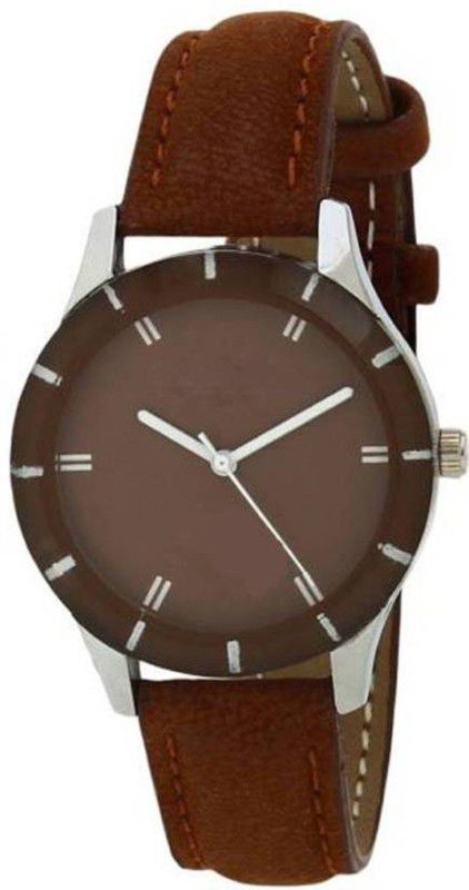 GR_119 Analog Watch - For Girls Brown Color Lether simple Belt watches