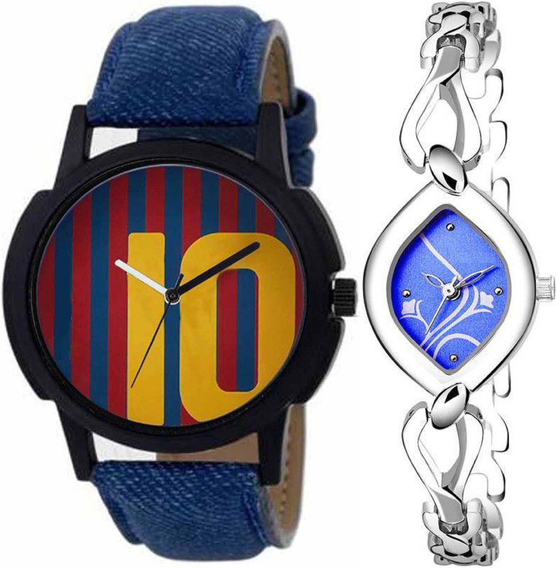 Analog Watch - For Men & Women Combo pack 2 Designer Leather And Metal Strap Multicolor Dial Couple Watch For Boys & Girls PCT-093