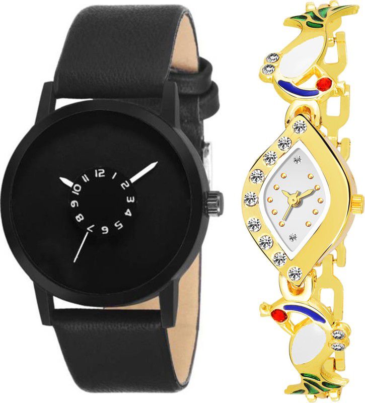 Analog Watch - For Men & Women Combo pack 2 Party-Wedding Peacock Multicolor Dial Couple Watch For Boys & Girls PCM-044