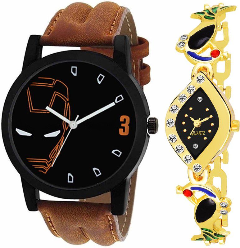 Analog Watch - For Men & Women Combo pack 2 Party-Wedding Peacock Multicolor Dial Couple Watch For Boys & Girls PCM-004