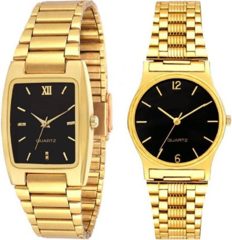 Analog Watch - For Men & Women 07869 Black Dial Golden Chain Watch