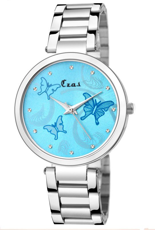 Sky blue Butterfly Dial Party Wear Analog Watch - For Women CS-8077