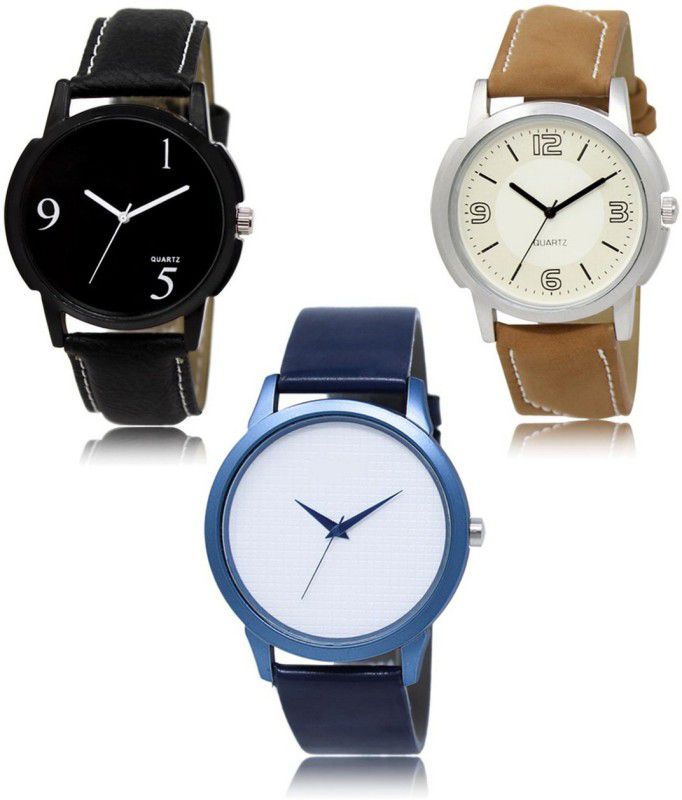 DK Analog Watch - For Men NEW Luxurious Attractive Stylish Combo SET OF 3 WATCH LR-06-16-33