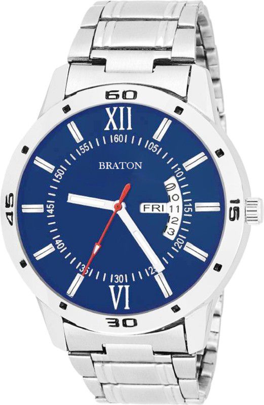 new generation blue dial stainless steel chain day & date working Analog Watch - For Men BT1219