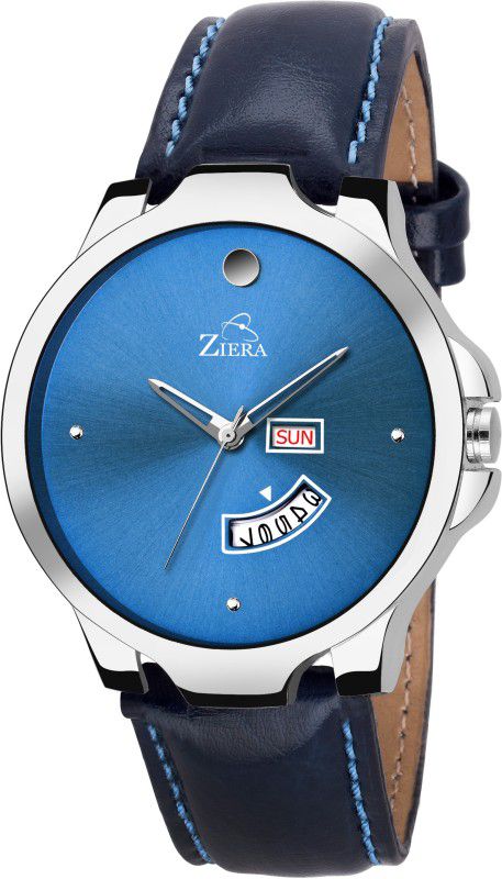 Blue Leather Strap DAY & Date Boy's watch Analog-Digital Watch - For Men ZR937