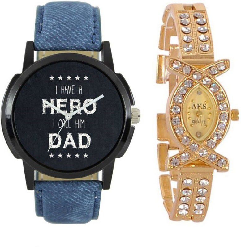 Analog Watch - For Boys & Girls Formal Combo MF-07 Blue And Gold Color Fast Selling Men And Women