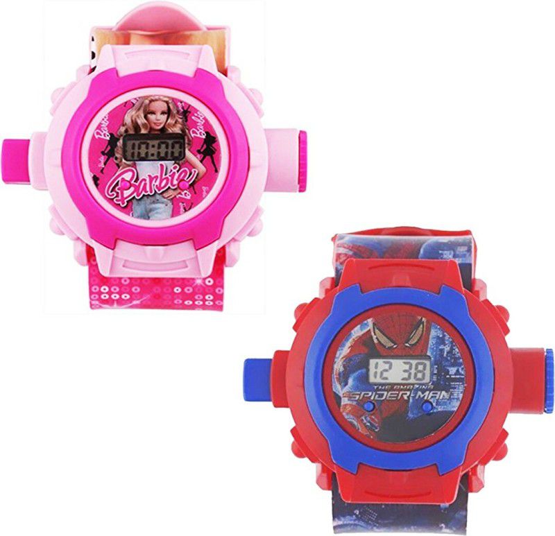 (Best for Brithday gift and kids gift) 24 Image Projector Watch Digital Watch - For Boys & Girls Barbie and Spiderman Digital Projector kids watch_297