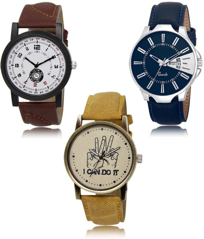 DK Analog Watch - For Men NEW Luxurious Attractive Stylish Combo SET OF 3 WATCH LR-11-23-30