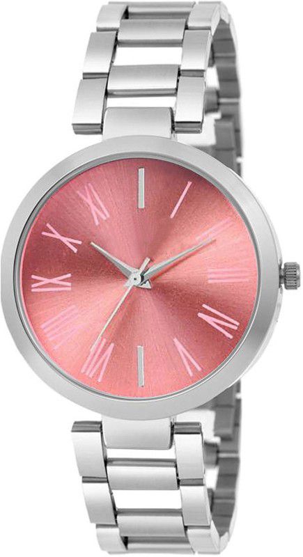 Analog Watch - For Women Uniqe Silver Steel Strap And Pink Dial Highest Quality Analog Watch For Women Pack Of - 1(Jl-Pink)