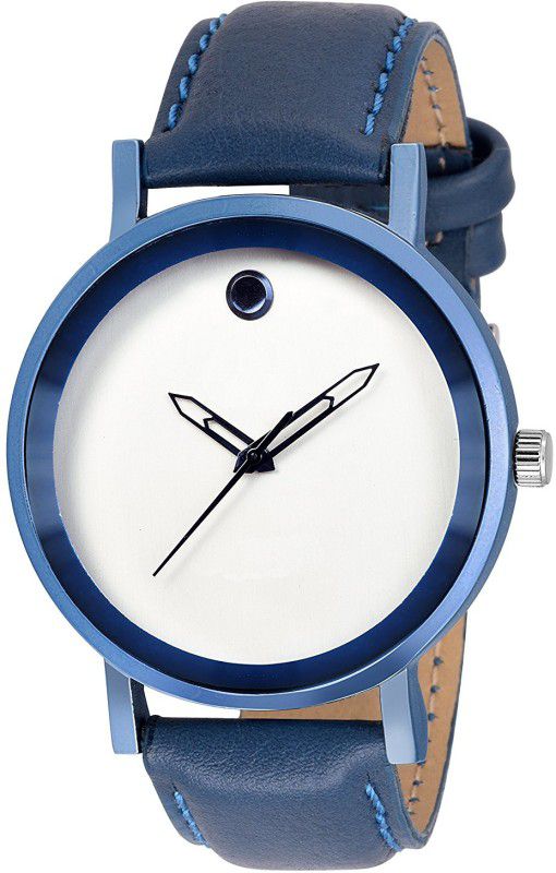Analog Watch - For Boys Erotic-032 New Exclusive Light blue Crystal studded on Dial Center and Genunine leather Strap Watch - For Boy and Gentlemen Erotic Boy Genunine leather Strap Watch