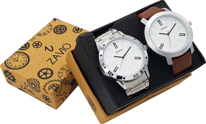 Analog Watch - For Men New Stylish White Dial Pack Of 2 Analog Z-307-204