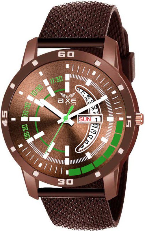 Analog Watch - For Men XDD-1037 Day & Date Brown Watch and Silicone Brown Strap