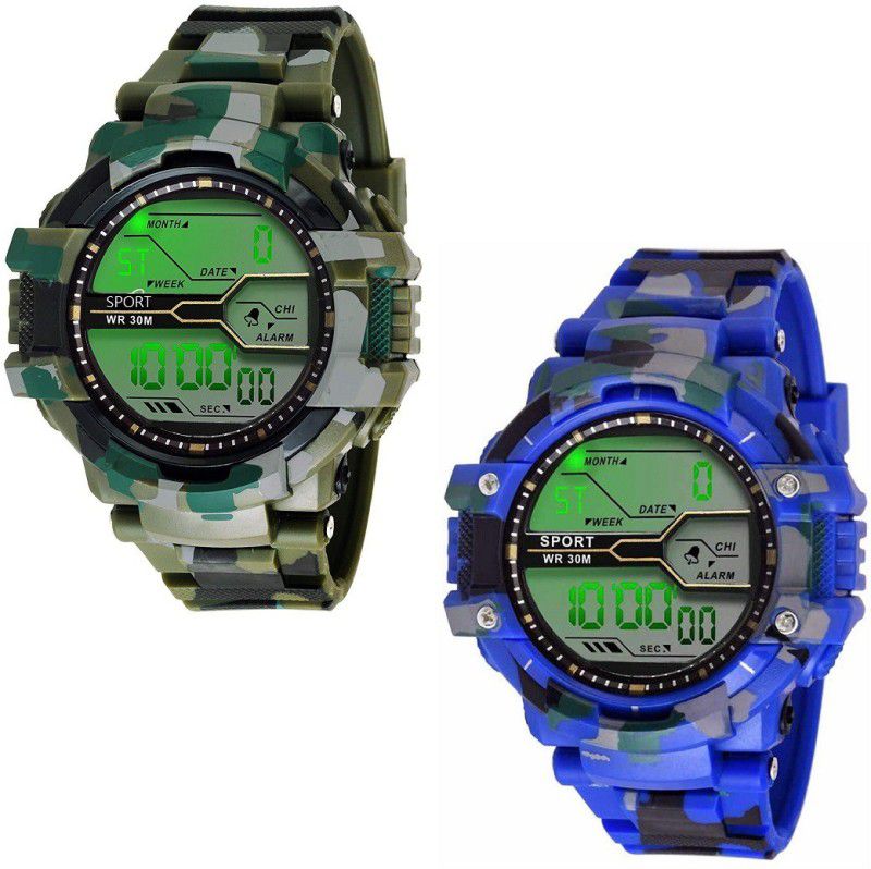 Digital Watch - For Men Army Collection Sports Digital Watch Multicolor Strap Mens and Boys Watch (Pack of 2)