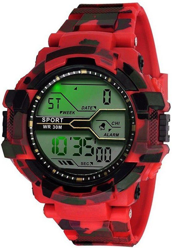 Digital Watch - For Men Red Military Army Style Sports