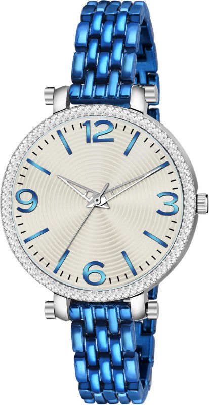 Analog Watch - For Women white dial blue belt watch