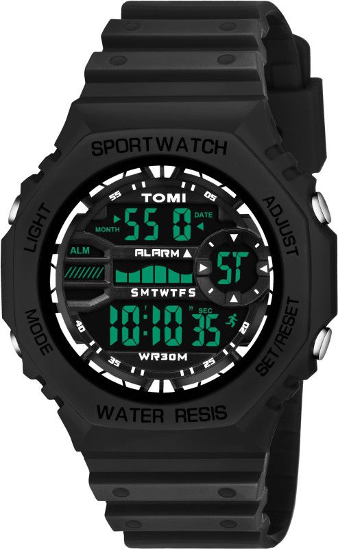 Premium Stylish Trendy Chronograph Countdown Sports Casual Waterproof Big Dial Digital Watch - For Men Black digtal Sport Water Proof Watch